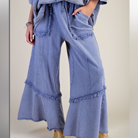 💕 Coming Soon! Easel Stylish Blue Wide-Leg Pants - Picture 2 of 6